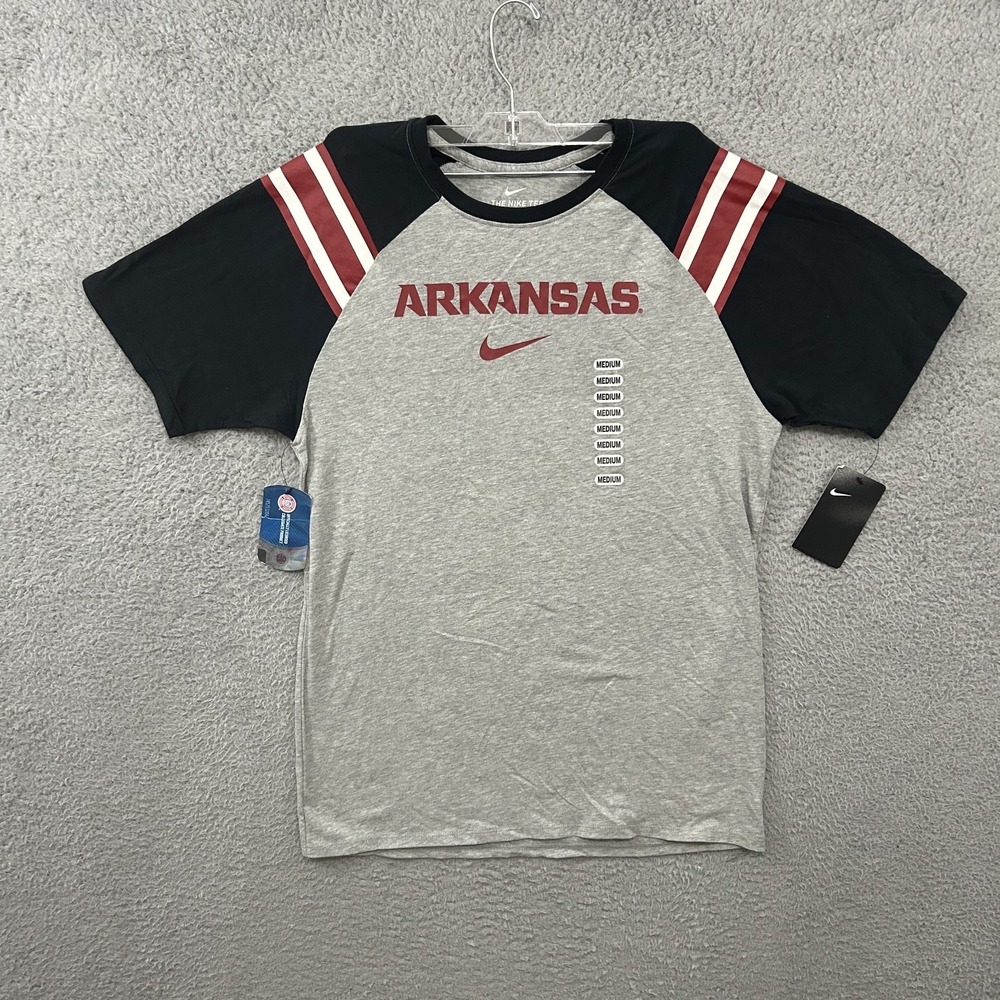 Arkansas Razorbacks Shirt Mens Medium Gray Athletic Cut Short Sleeve Adult Nike